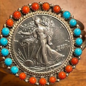 SterlingSilver Turquoise 1942Walking Liberty 1/2 $